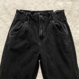 AE Black Paper Bag Mom Jeans